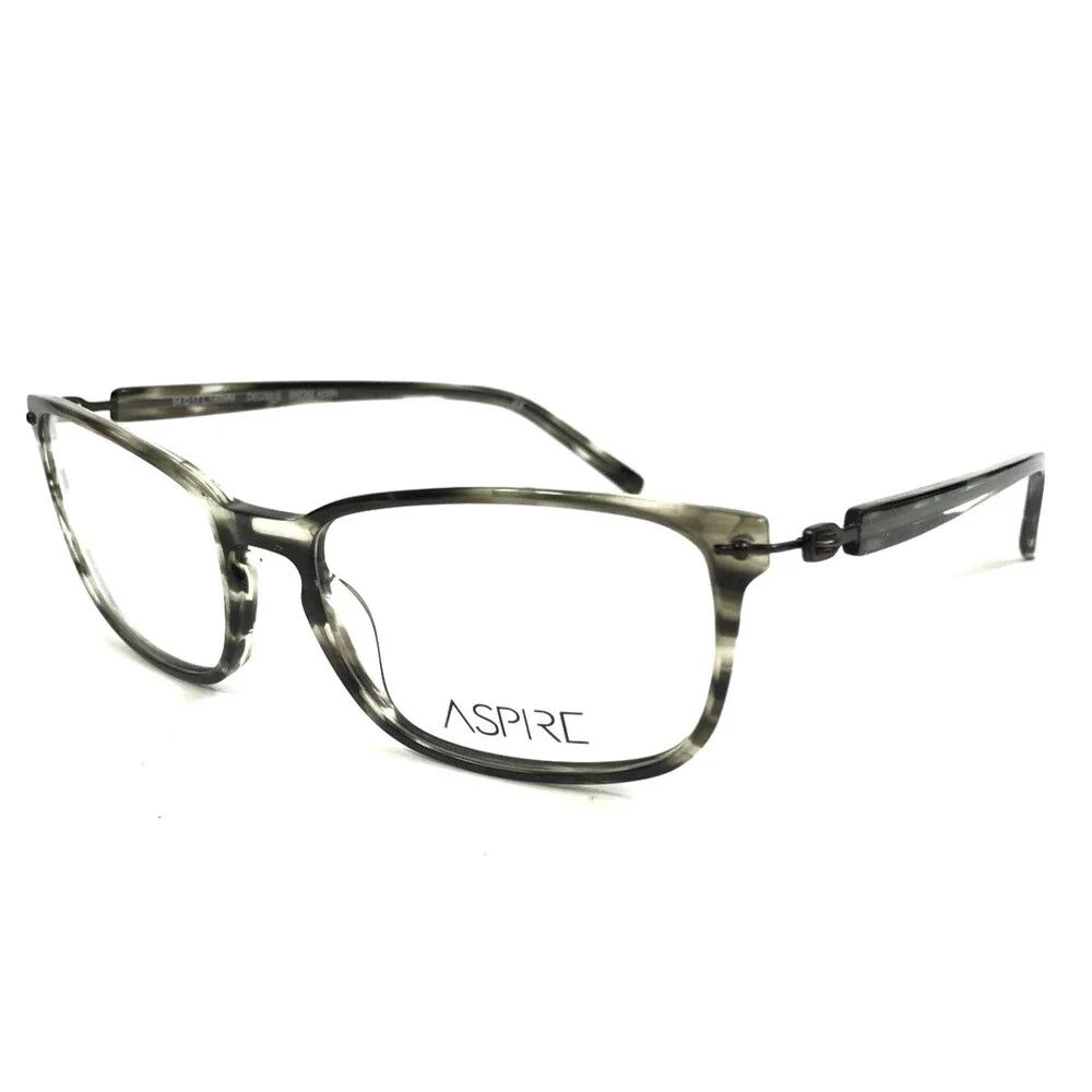 Aspire Eyeglasses Frames DECISIVE SMOKE HORN Gray Tortoise Rectangle 54-17-145